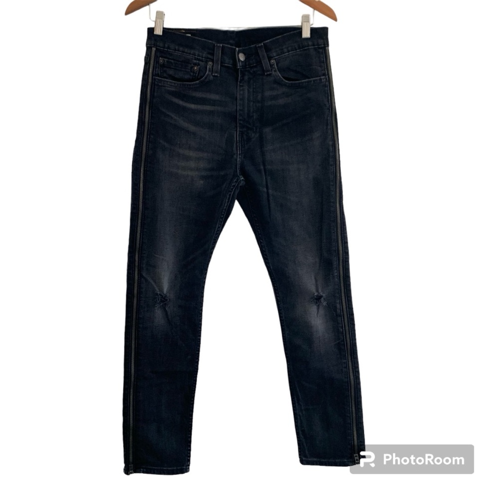 RARE Levi's 510 Skinny Side Zip Black Distressed Stretch tag size 34x32